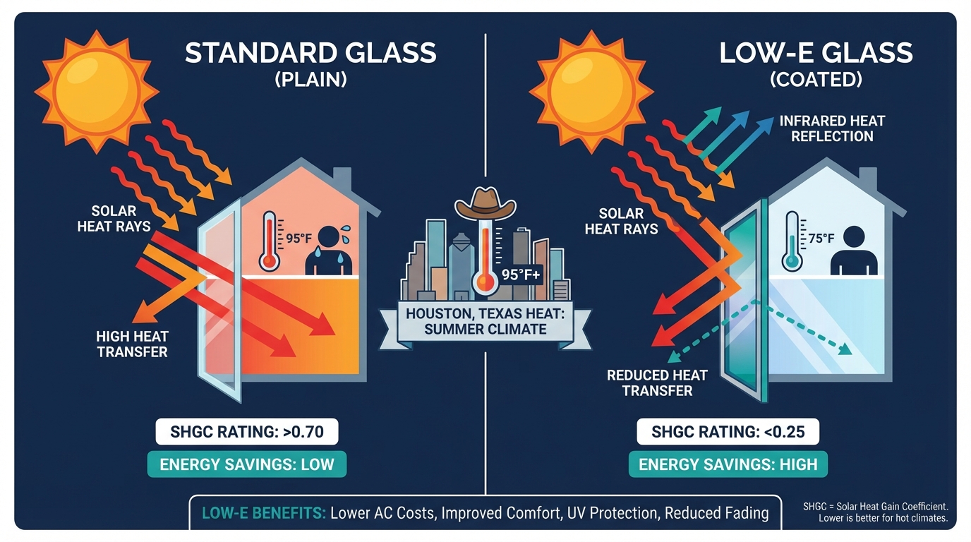 Low-E glass vs standard glass in Houston heat